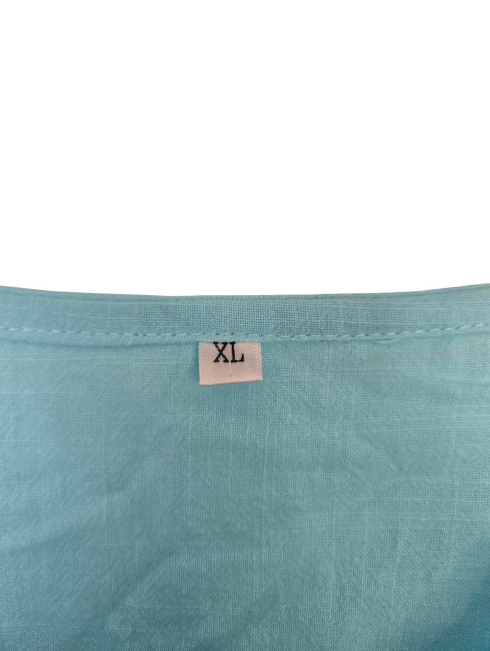 🩵 Boho Aqua Crochet Lace Tunic Top Blouse XL Tassel Tie - Picture 5 of 5